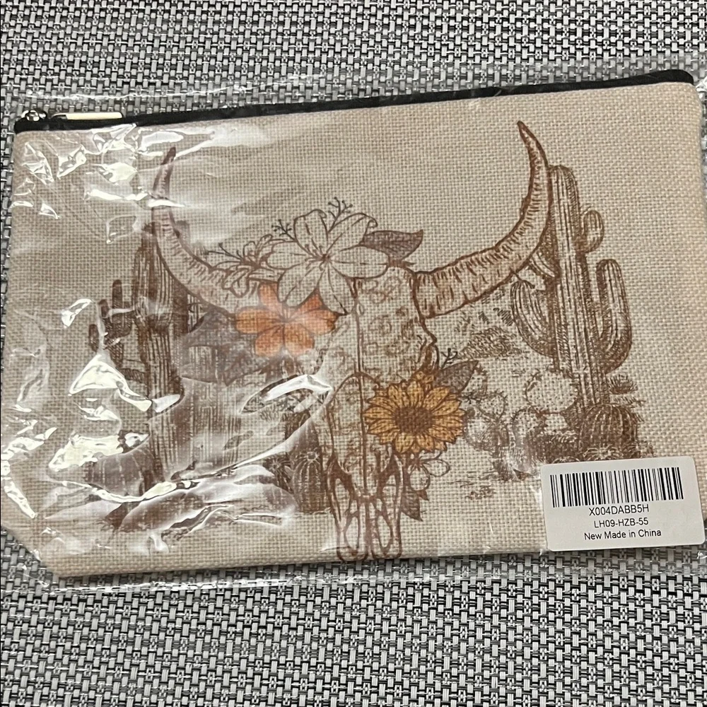 Lacosu Floral Skull Canvas Pouch